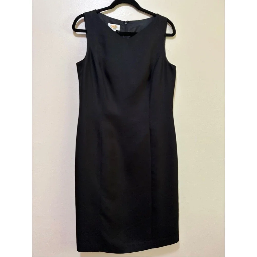 Talbots Silk Wool Classic Black Sleeveless Sheath Dress size 10